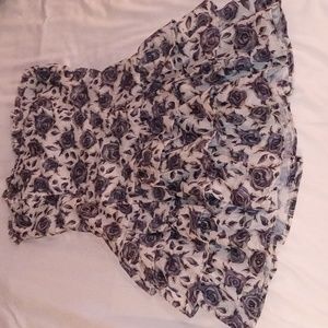 Women's Timing Blue Rose Flowered Strap-less Dress